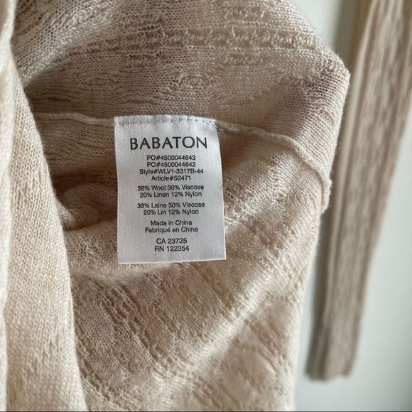 Babaton Cream V-Neck Cable Knit Linen Blend Long Line Sweater Size Small - Picture 6 of 6